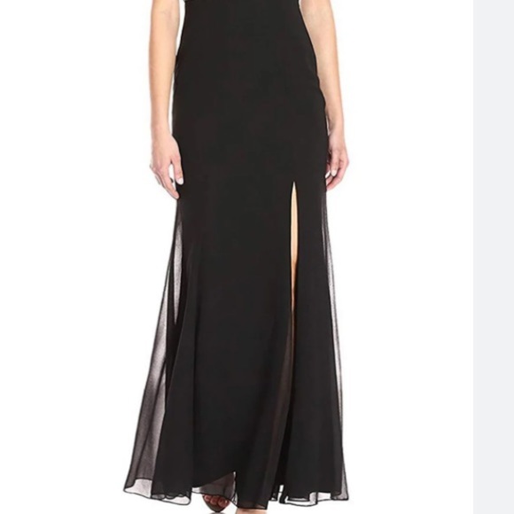 Adrianna Papell - Sequined Cutout Bodice High Slit Maxi Dress - Picture 7 of 16